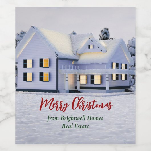 カスタム実在エステート会社ウィンタークリスマスハウス ワインラベル (シングルラベル)