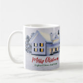 カスタム実在エステート会社ウィンターハウスクリスマス コーヒーマグカップ (左)