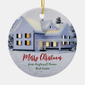 カスタム実在エステート会社ウィンターハウスクリスマス セラミックオーナメント (正面)