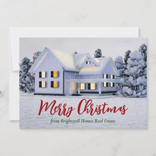 カスタム実在エステート会社クリスマスウィンターハウス シーズンカード (正面)