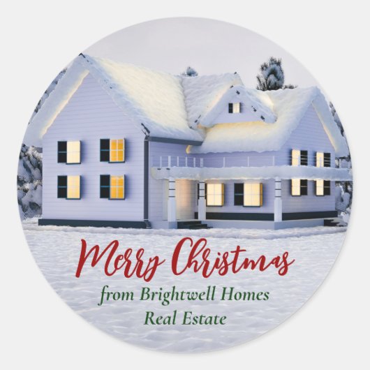 カスタム実在エステート会社クリスマスウィンターハウス ラウンドシール (正面)