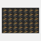 カスタム実在エステート会社シックブラック金ゴールド不動産仲介業者 ラッピングペーパーシート (正面)