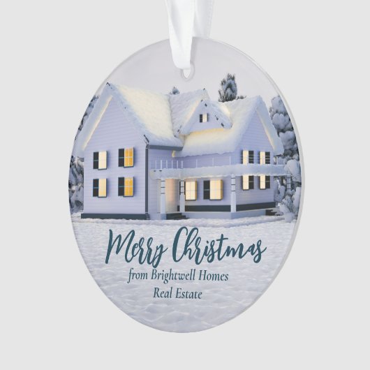 カスタム実在エステート会社ハウスメリークリスマス オーナメント (正面)