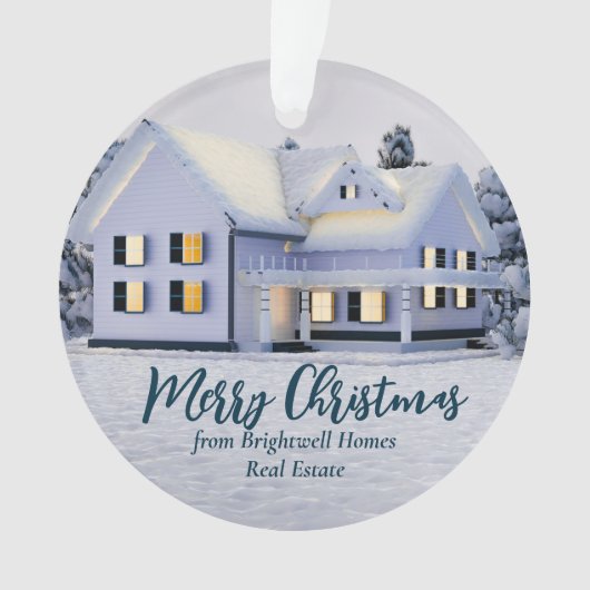 カスタム実在エステート会社ハウスメリークリスマス オーナメント (正面)