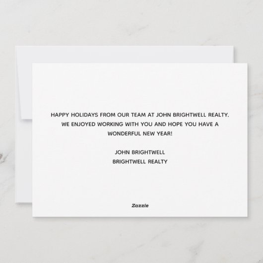 カスタム実在エステート会社ハッピーニューイヤーブルー シーズンカード (裏面)