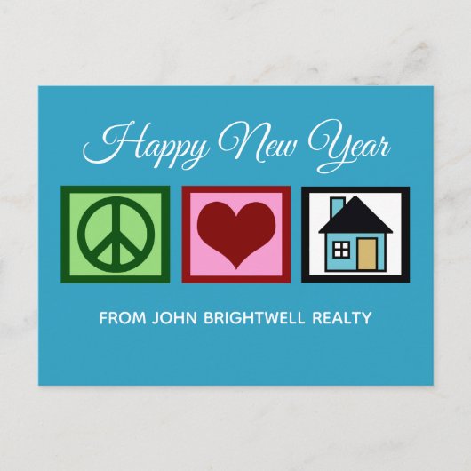 カスタム実在エステート会社ハッピーニューイヤーブルー シーズンポストカード (正面)