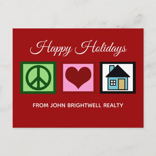 カスタム実在エステート会社ハッピーホリデイズレッド シーズンポストカード (正面)