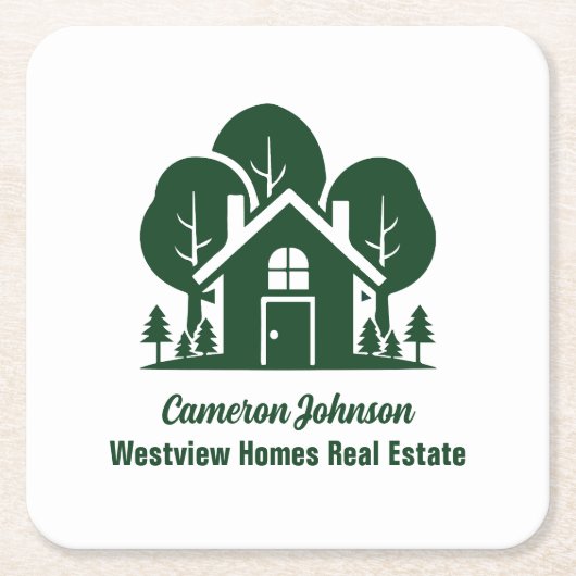 カスタム実在エステート会社フォレストオープンハウス スクエアペーパーコースター (正面)