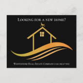 カスタム実在エステート会社ブラック金ゴールドマーケティング ポストカード (正面)