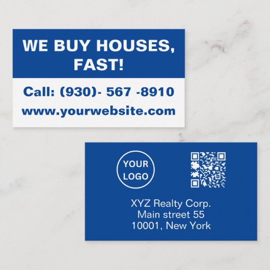 カスタム実在シンプル資産投資家We 買 House 名刺 (正面/裏面)