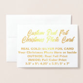 カスタム実在パーソナライズされたホイルのクリスマスフォトカード 箔カード (封筒付き正面)