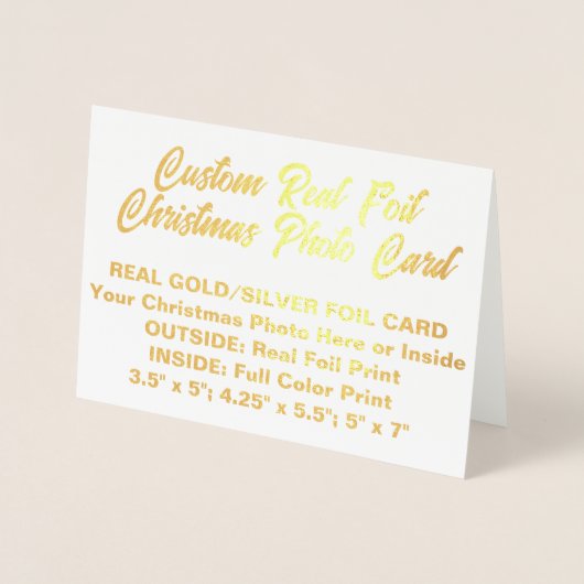 カスタム実在パーソナライズされたホイルのクリスマスフォトカード 箔カード (正面)