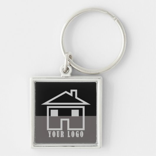 カスタム実在不動産または不動産仲介業者ロゴKeychain キーホルダー (正面)