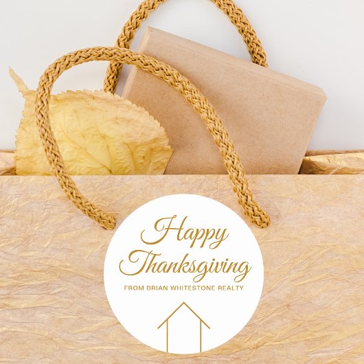 カスタム実在会社ハッピー感謝祭金ゴールド ラウンドシール