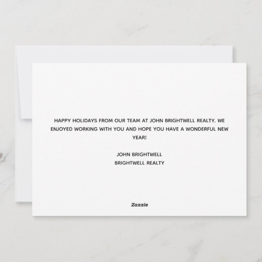 カスタム実在会社メリークリスマスグリーン シーズンカード (裏面)