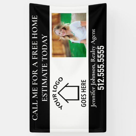 カスタム実在会社ロゴ不動産仲介業者マーケティング 横断幕 (縦)