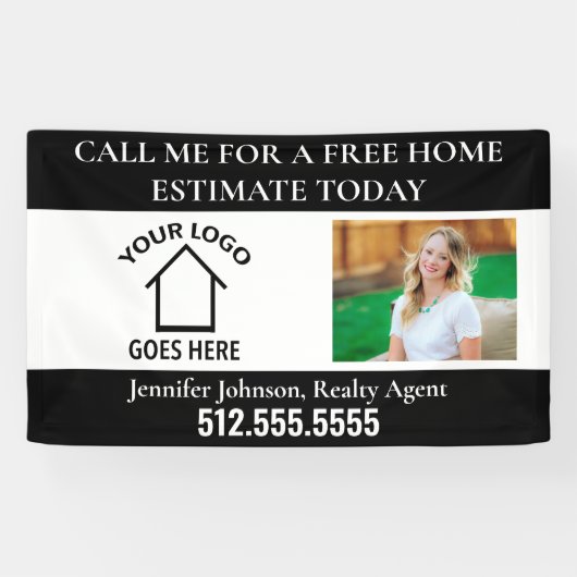 カスタム実在会社ロゴ不動産仲介業者マーケティング 横断幕 (横)