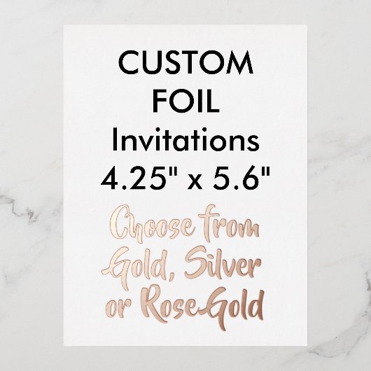 カスタム実在箔招待状バラ金ゴールド4.25"x5.6" 箔招待状ポストカード (正面)