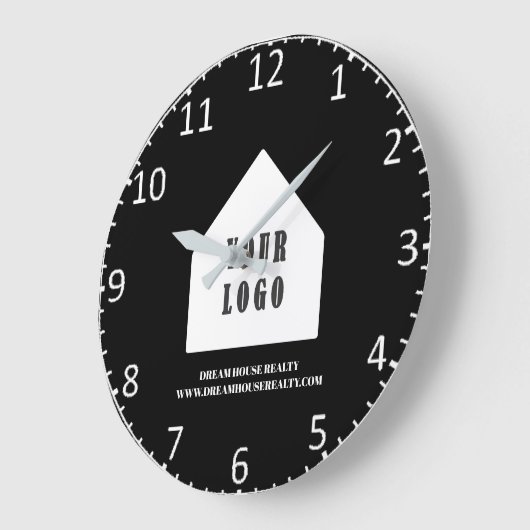 カスタム実在Estate Agent不動産仲介業者ロゴ ラージ壁時計 (傾斜)