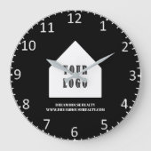 カスタム実在Estate Agent不動産仲介業者ロゴ ラージ壁時計 (正面)