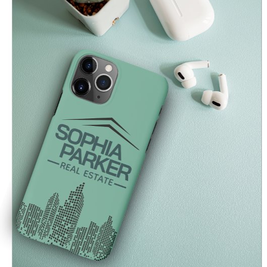 カスタム実在Estate Company Name Logo Black Green iPhoneケース