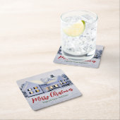 カスタム実在Estate Company Winter Christmasパーティー スクエアペーパーコースター (インサイチュ)