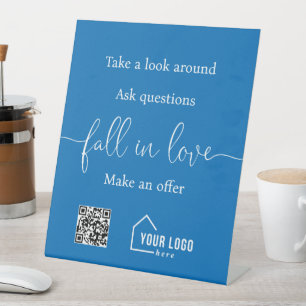 カスタム実在QRコードロゴオープンハウス 台座サイン