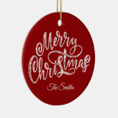 カスタム家族おめでとうクリスマス セラミックオーナメント (右)
