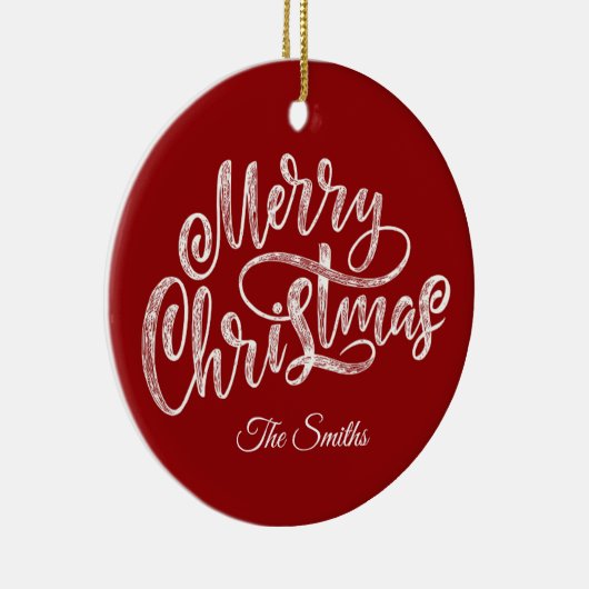 カスタム家族おめでとうクリスマス セラミックオーナメント (右)