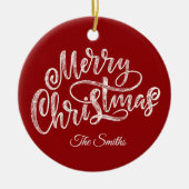 カスタム家族おめでとうクリスマス セラミックオーナメント (正面)