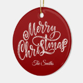 カスタム家族おめでとうクリスマス セラミックオーナメント (左)