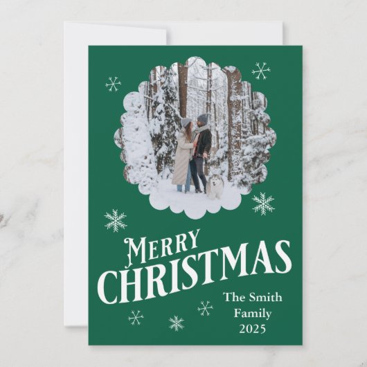 カスタム家族と犬メリークリスマスフォトカード シーズンカード (正面)