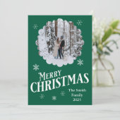 カスタム家族と犬メリークリスマスフォトカード シーズンカード (スタンド正面)