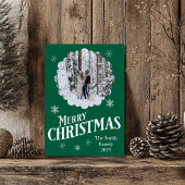 カスタム家族と犬メリークリスマスフォトカード シーズンカード