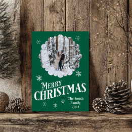 カスタム家族と犬メリークリスマスフォトカード シーズンカード