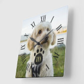 カスタム家族のペット写真 |モノグラカスタムム スクエア壁時計 (傾斜)