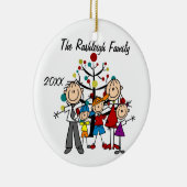 カスタム家族の両親、2人の男の子、女の子オーナメント セラミックオーナメント (右)