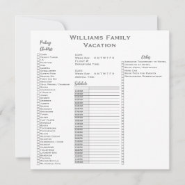 カスタム家族の休暇の旅行チェックリストプランナー 招待状