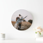 カスタム家族の写真と名前パーソナライズされた ラージ壁時計 (ホーム)