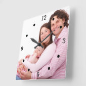 カスタム家族の写真と番号 スクエア壁時計 (傾斜)