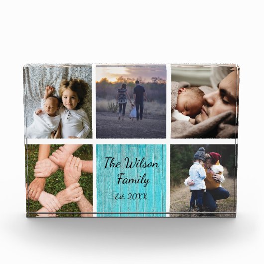 カスタム家族の写真のコラージュの思い出パーソナライズされた フォトブロック (正面)