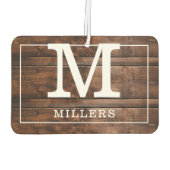 カスタム家族の写真の名素朴木文字 カーエアーフレッシュナー (裏面)