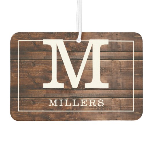 カスタム家族の写真の名素朴木文字 カーエアーフレッシュナー (裏面)