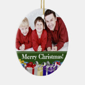 カスタム家族の写真カラフルクリスマスパーセル セラミックオーナメント (右)
