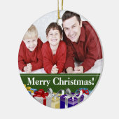 カスタム家族の写真カラフルクリスマスパーセル セラミックオーナメント (左)