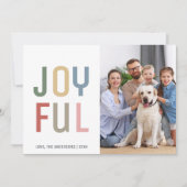 カスタム家族の写真カラフルJoyful Christmas シーズンカード (正面)