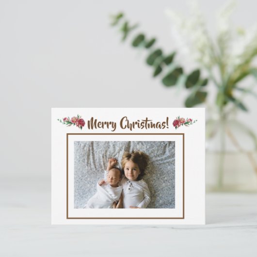 カスタム家族の写真クパーソナライズされたリスマス ポストカード (スタンド正面)