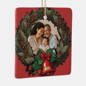 カスタム家族の写真クリスマスオーナメント セラミックオーナメント (右)