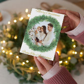 カスタム家族の写真クリスマスカード | リースデザイン