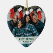 カスタム家族の写真クリスマスハート セラミックオーナメント (右)